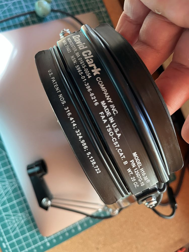 Headset David Clark H10-30 com Almofadas em Gel Piloto Aviacão