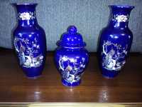 Позолоченные вазы с павлинами, пионом и сакурой, 3 шт., Япония