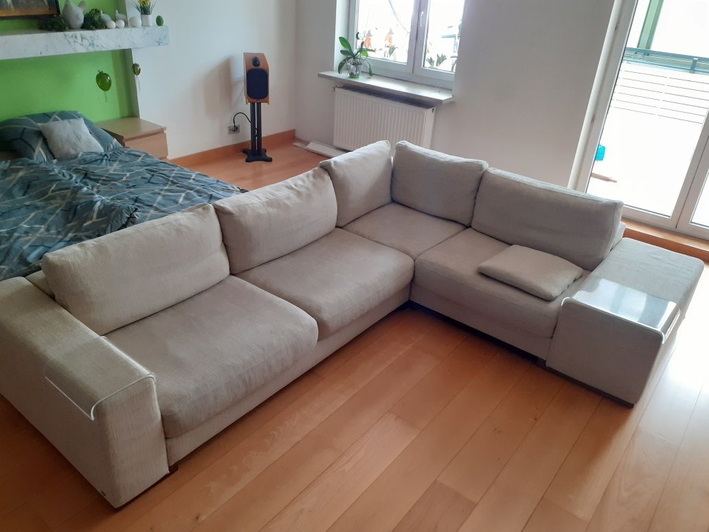 Sofa kanapa włoska Natuzzi beżowa 305x240x102cm, wysoka jakość
