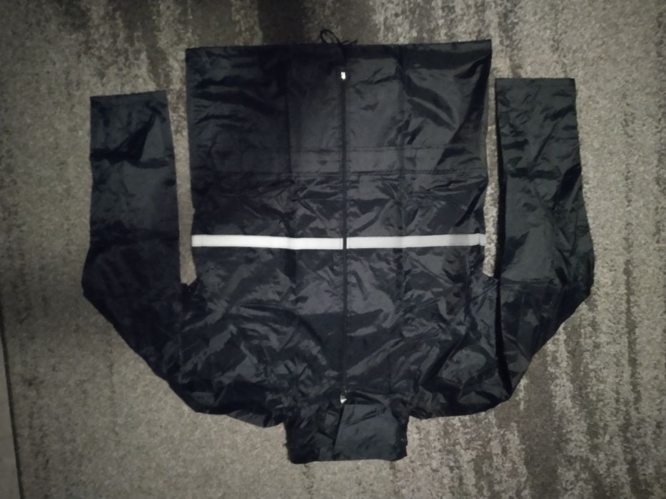 Komplet, zestaw, kombinezon przeciwdeszczowy, granat