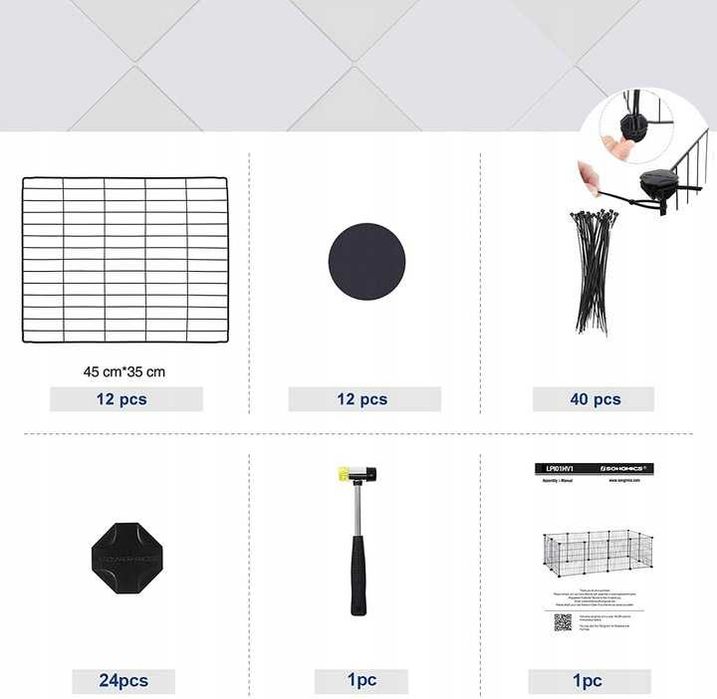 Металева клітка-манеж для тварин Songmics 143х73х46 см