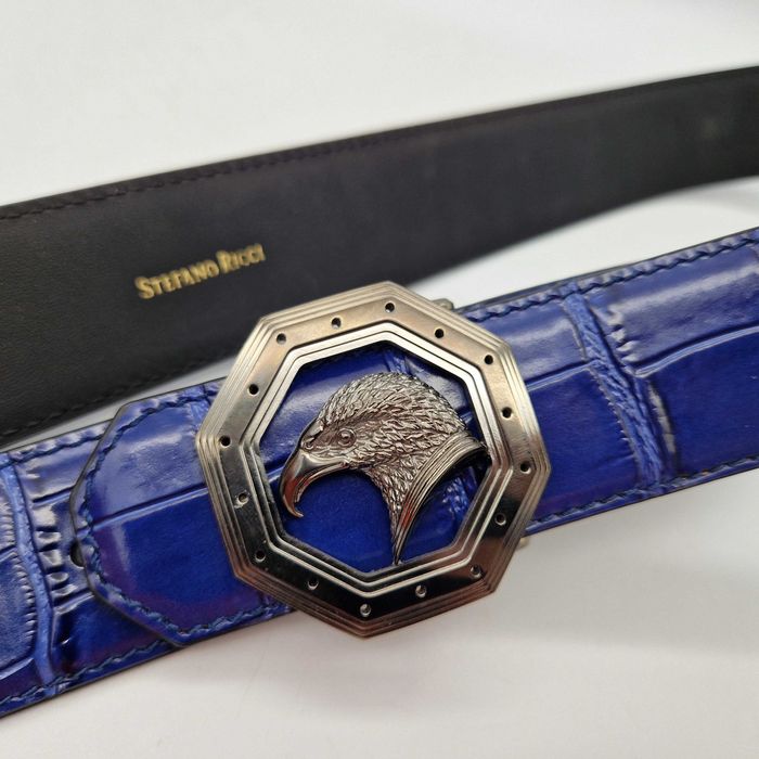 чоловічий синій ремінь Stefano Ricci. мужской синий ремень SR