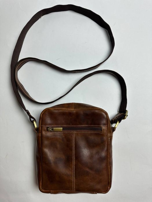 Мужская кожаная фирменная сумка на/ через плечо