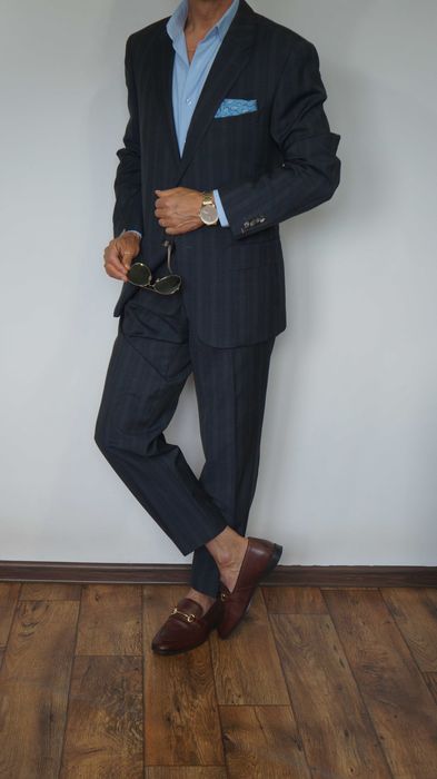 Garnitur Tommy Hilfiger Wełna Rozmiar 25 (M) Granatowy Krata Fit