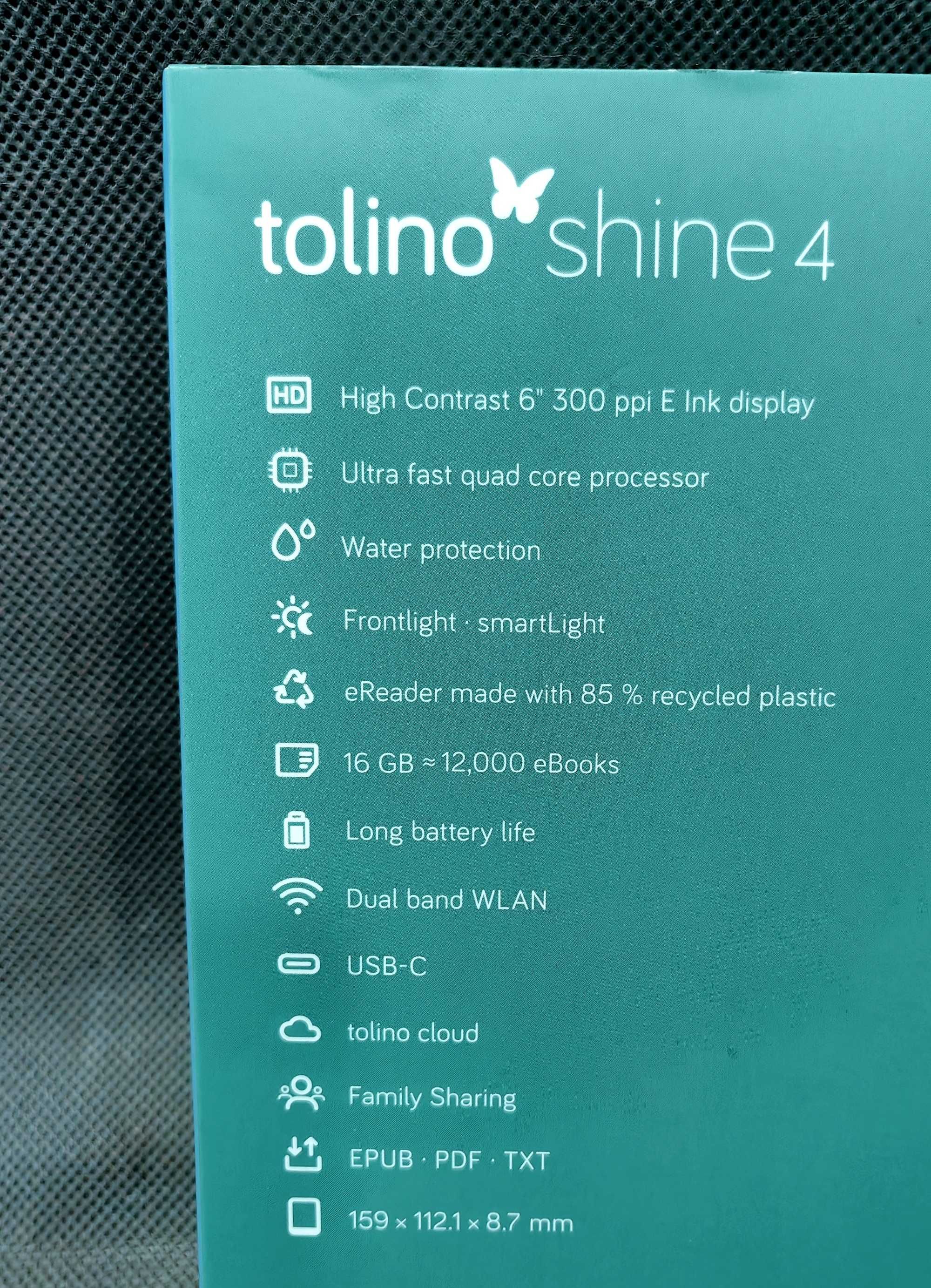 Czytnik eBooków Tolino shine 4 HD 16 GB 6' Bluetooth Wi-Fi USB NOWY