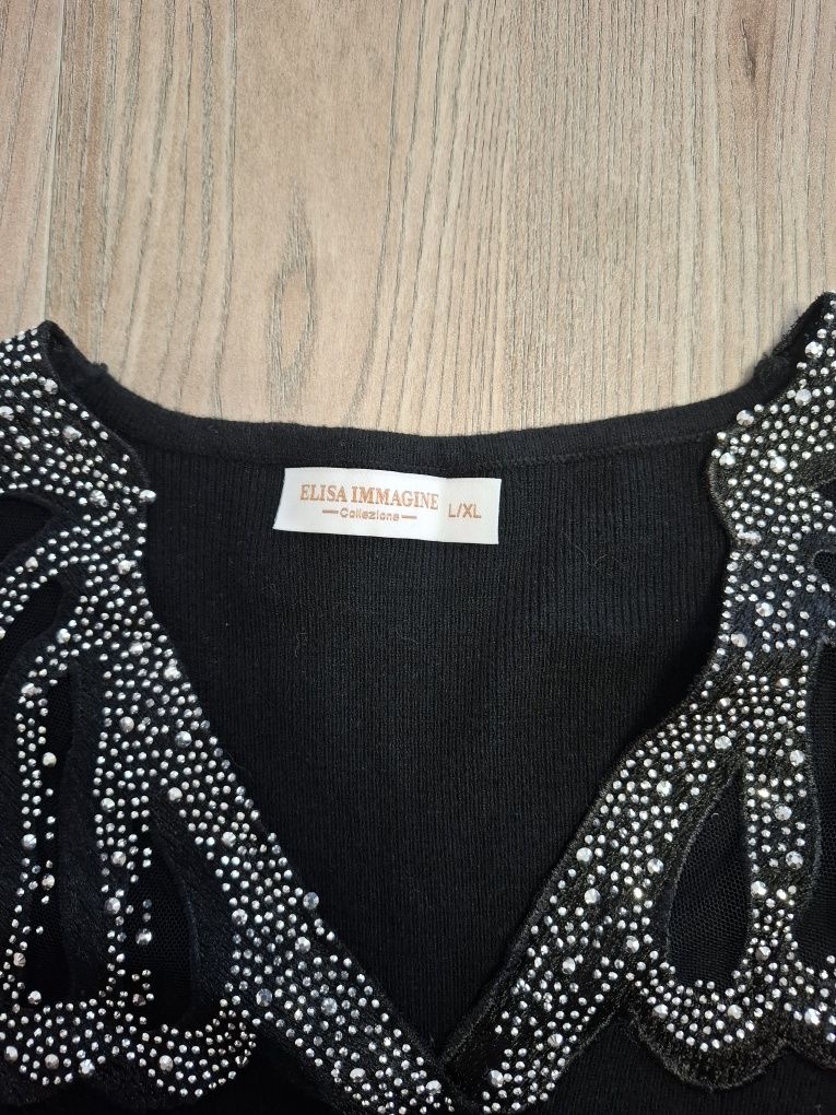 Sweterk damski z ozdobnym kołnierzem L/XL nowy!