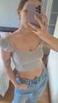 Bluzka crop top falbana Reserved dekolt serce paski