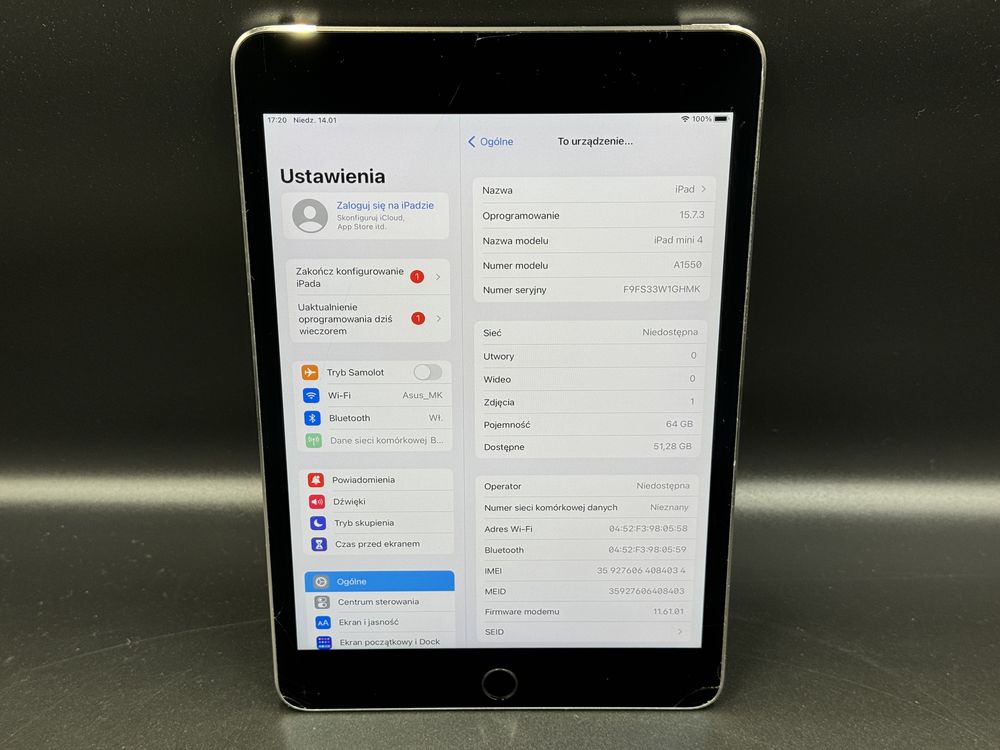 iPad mini 4 64GB (A1550) - Cellular (LTE) - tanio - faktura VAT 23%