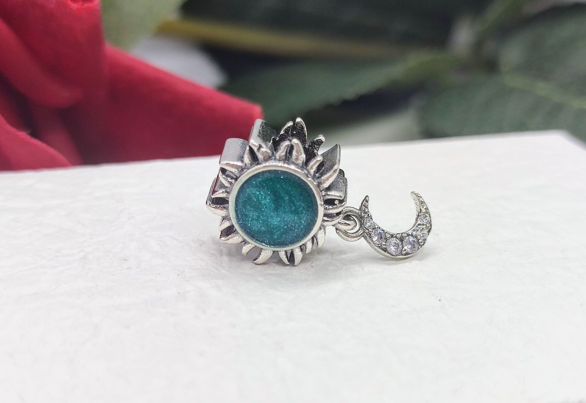 Charm's błękitne słońce księżyc cyrkonie S925