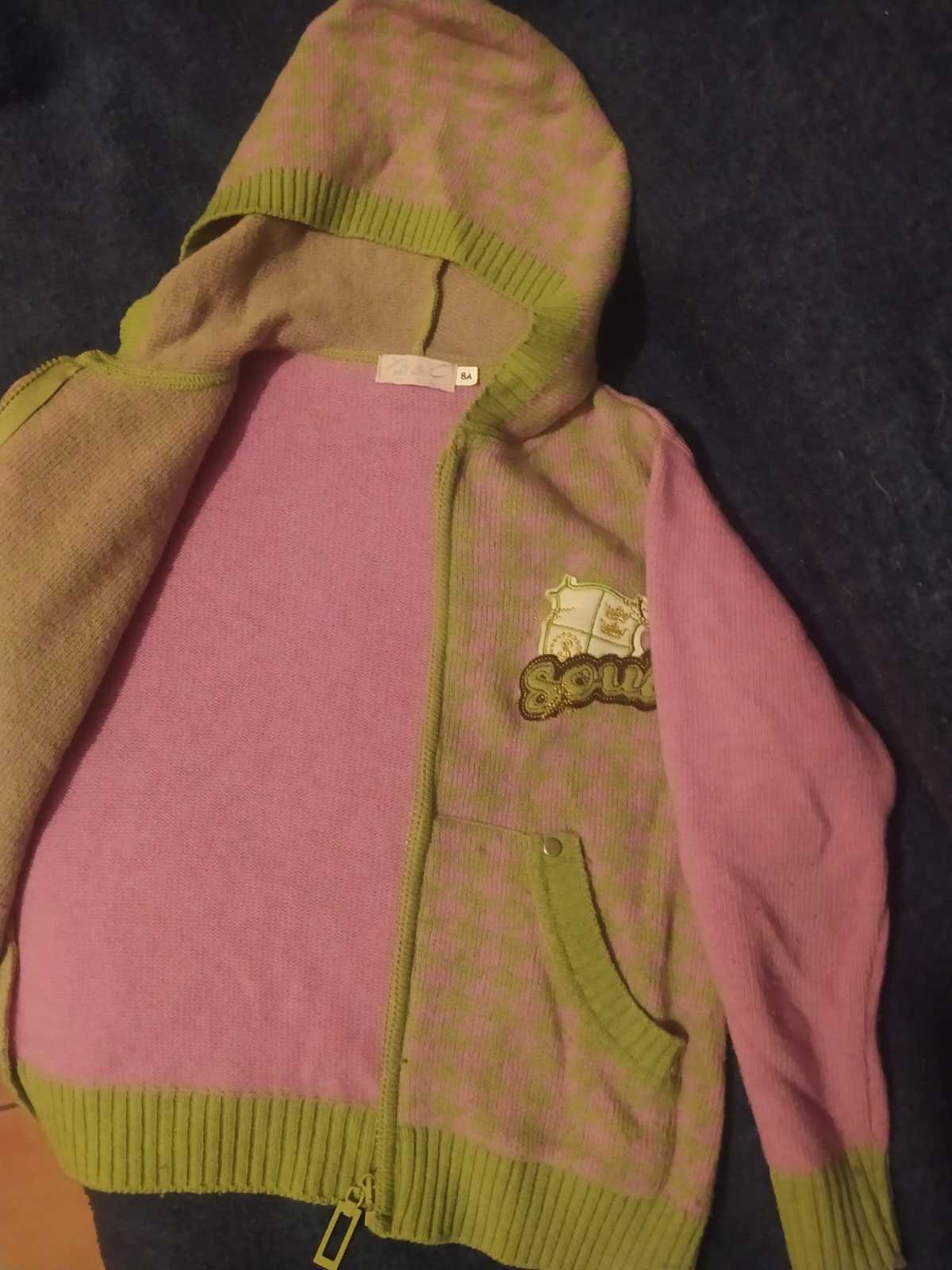 Casaco Malha rosa e verde