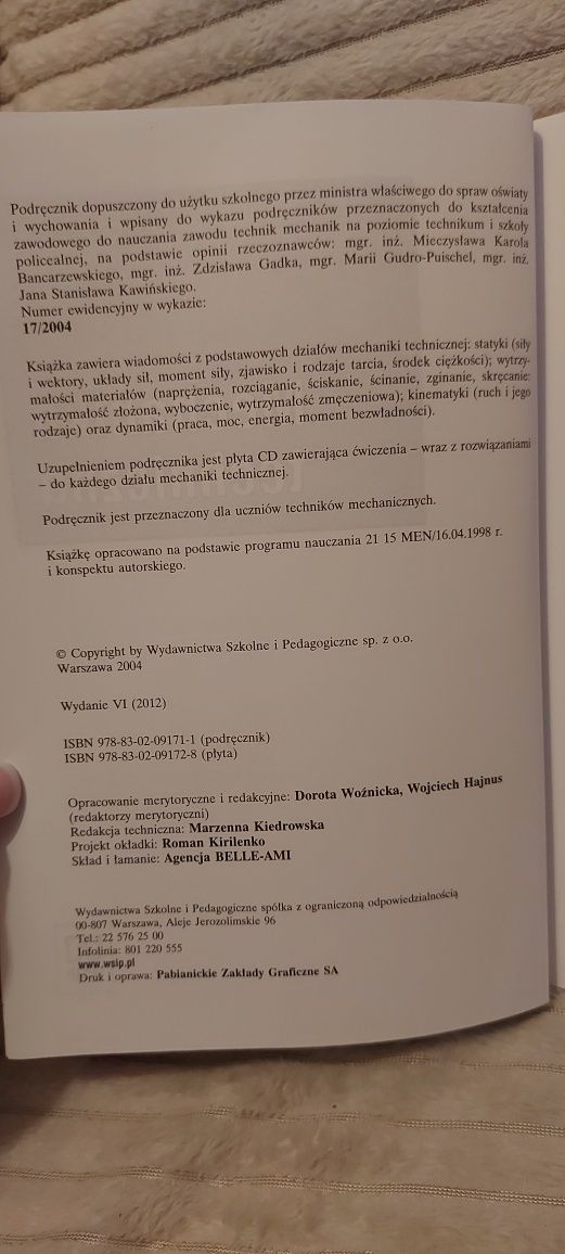 Mechanika Techniczna Bogusław Kozak