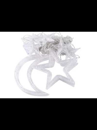 Гирлянда штора звезды и месяц 120LED,3х1м с USB,белая