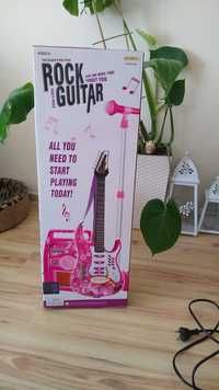 Gitara elektryczna dla dziecka zestaw statyw mikrofon wzmacniacz