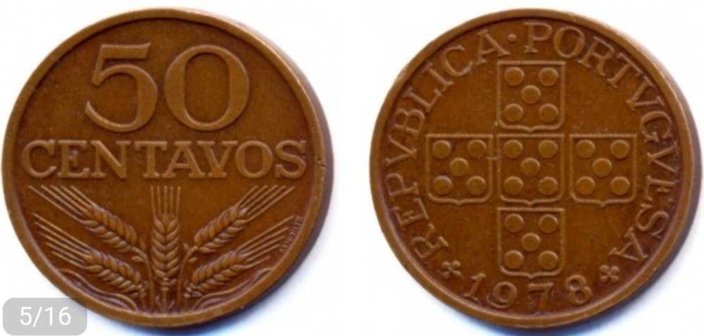 Moedas 50 centavos de bronze