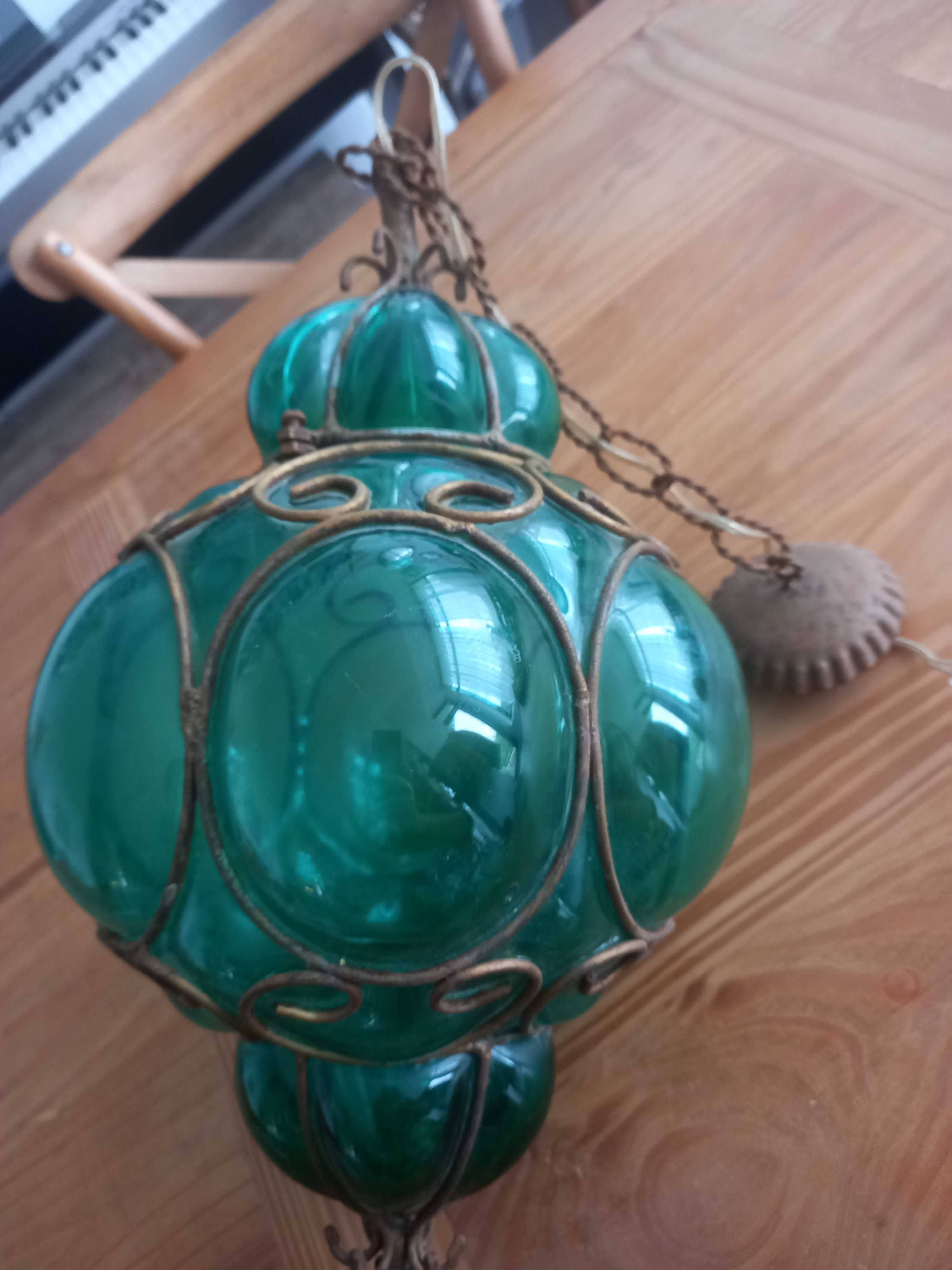 Candeeiro vidro verde/azul turquesa vintage