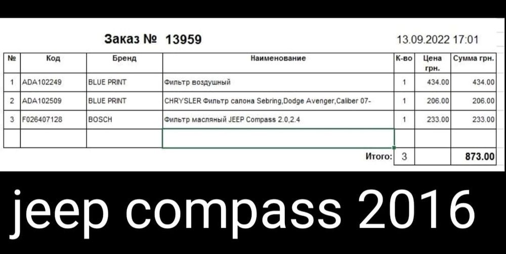 Фільтр масляний фильтр bosch jeep compass