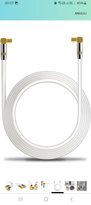 Kabel Koncentryczny Antenowy TV Delay 20m Koncowki