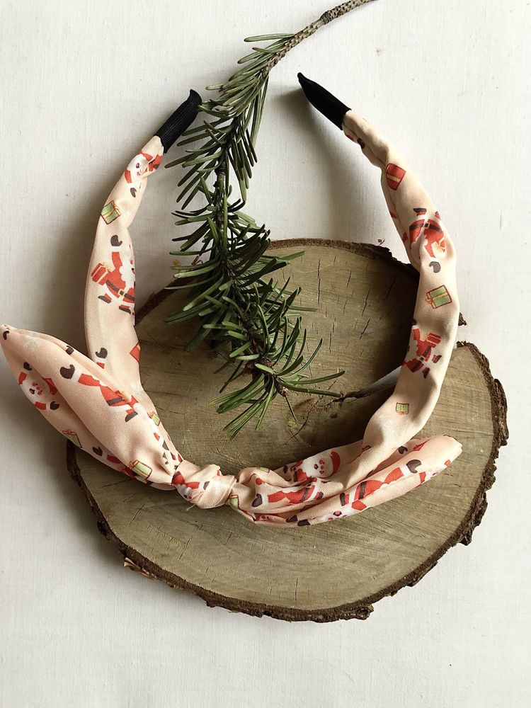 Opaska do włosów Santa Claus, Creme/Morelowa