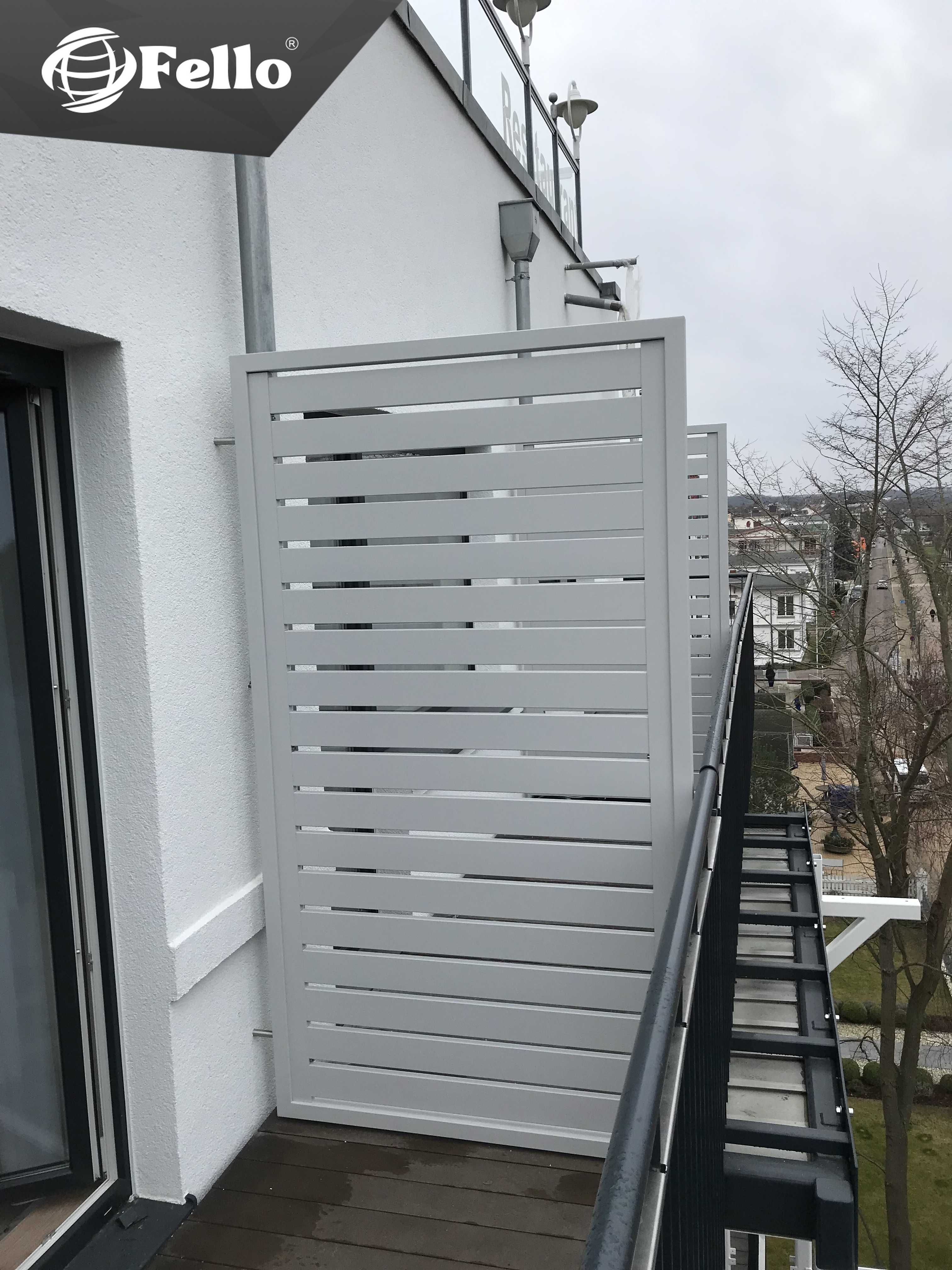 Fello Przegroda Aluminiowa Balkonowa Przesłona Imitacja Drewna RAL