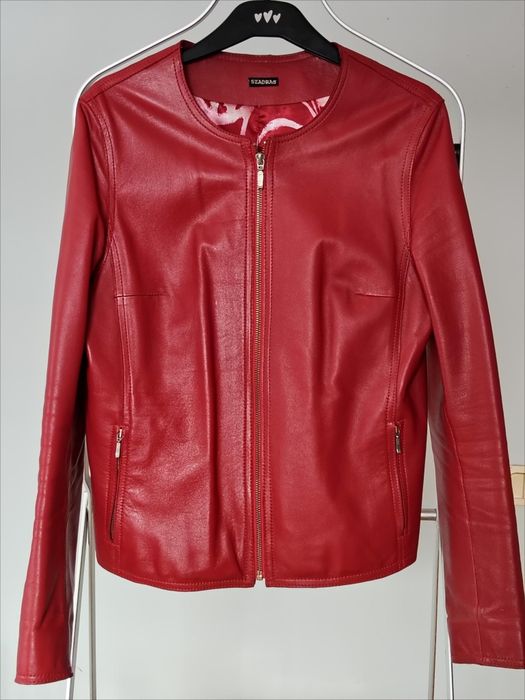 kurtka skórzana czerwona