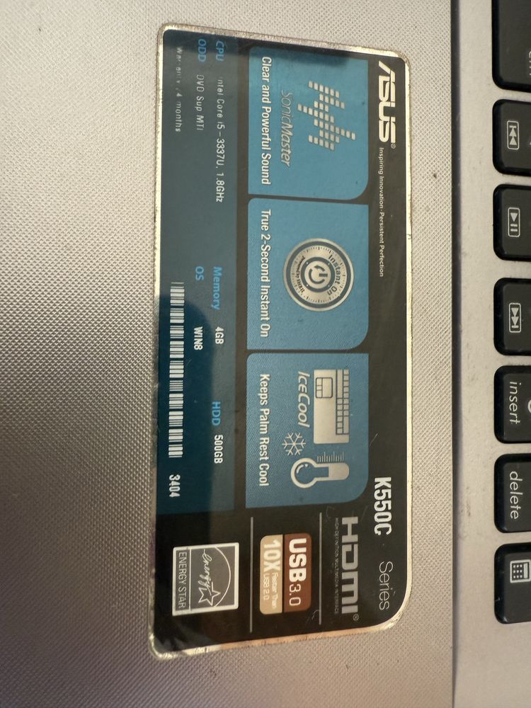 Computador portátil ASUS K550C