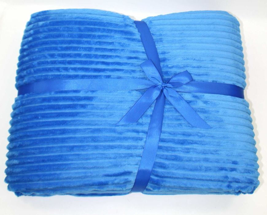 Gruby ciepły koc Elway 160x200 miękki błękitny welur pled 1,8kg w etui
