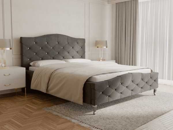 Łóżko tapicerowane Glamour karo 160x200 ze stelażem