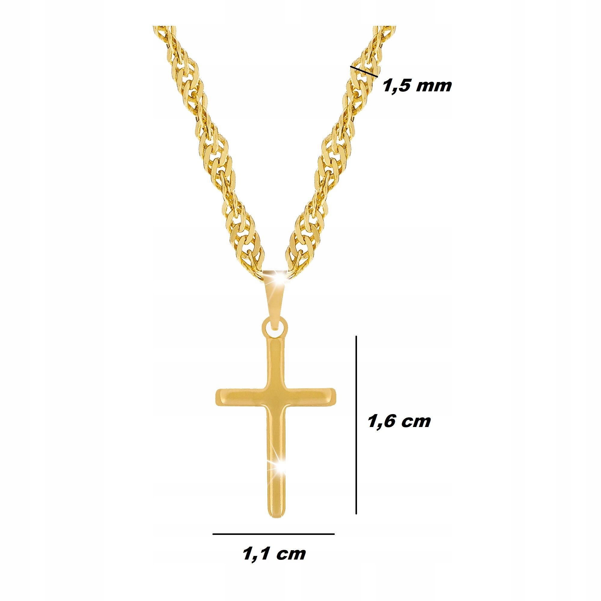 Złoty Łańcuszek Zawieszka Medalik 18k Prezent 45cm