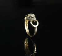 Złoto 585 - pierścionek damski Głowa Pantery rozmiar 16