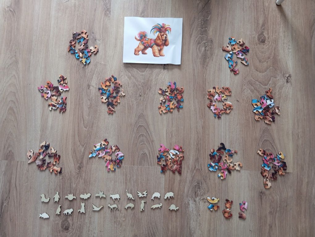 Puzzle drewniane 146 elementów A4 piesek w przebraniu (nowe bez folii)