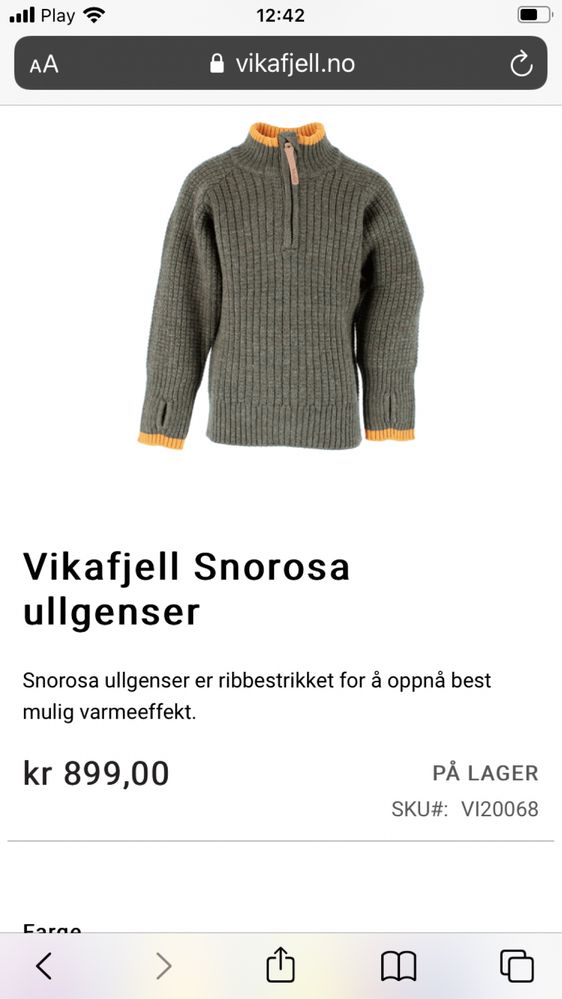 Vikafjell sweter sweterek ciepły wool wełna 110 cm