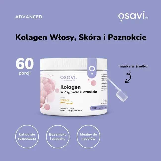 OSAVI Kolagen 150g Skóra Włosy Paznokcie Peptydy Kolagenowe Owocowy