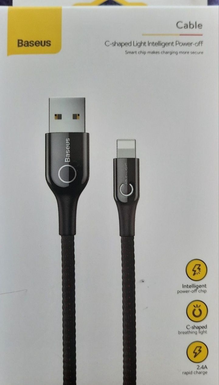 Кабель з чипом Baseus Lightning USB 1m 2.4A Кабель для Apple iPhone