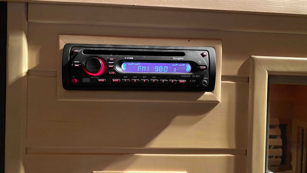 Sauna portátil c/ LEDs, rádio CD e controlo de temperatura