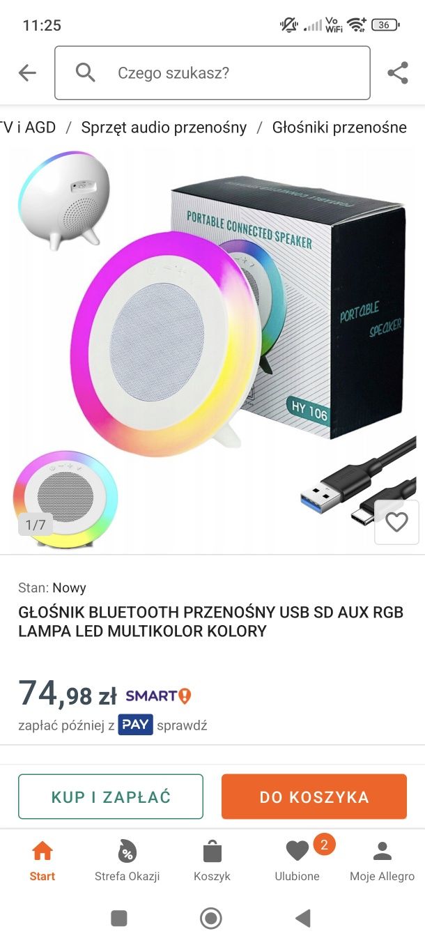 Głośnik Bluetooth z lampką