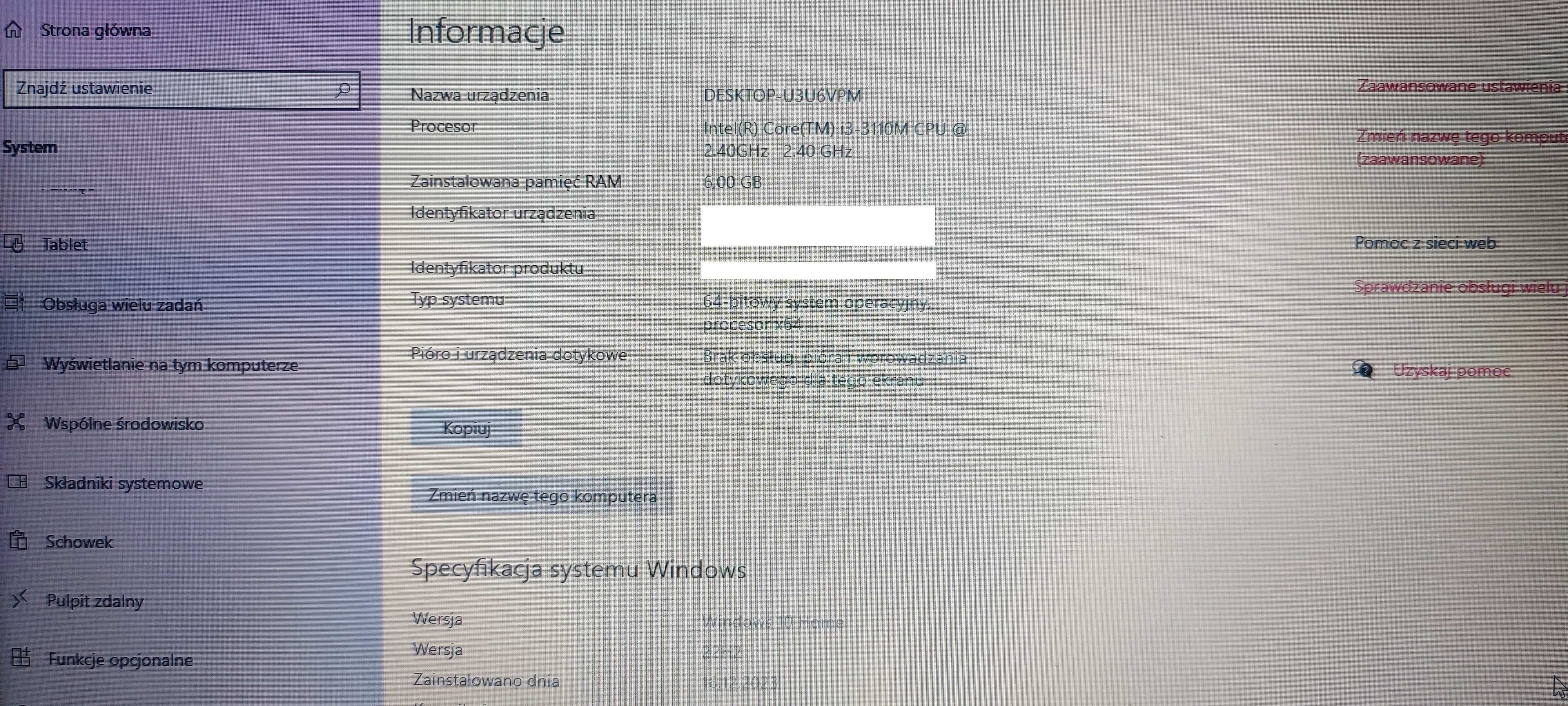 HP 15-D - 15,6 cala - Core i3 4 x 2,40 GHz - 6GB Ram -240GB SSD -Win10