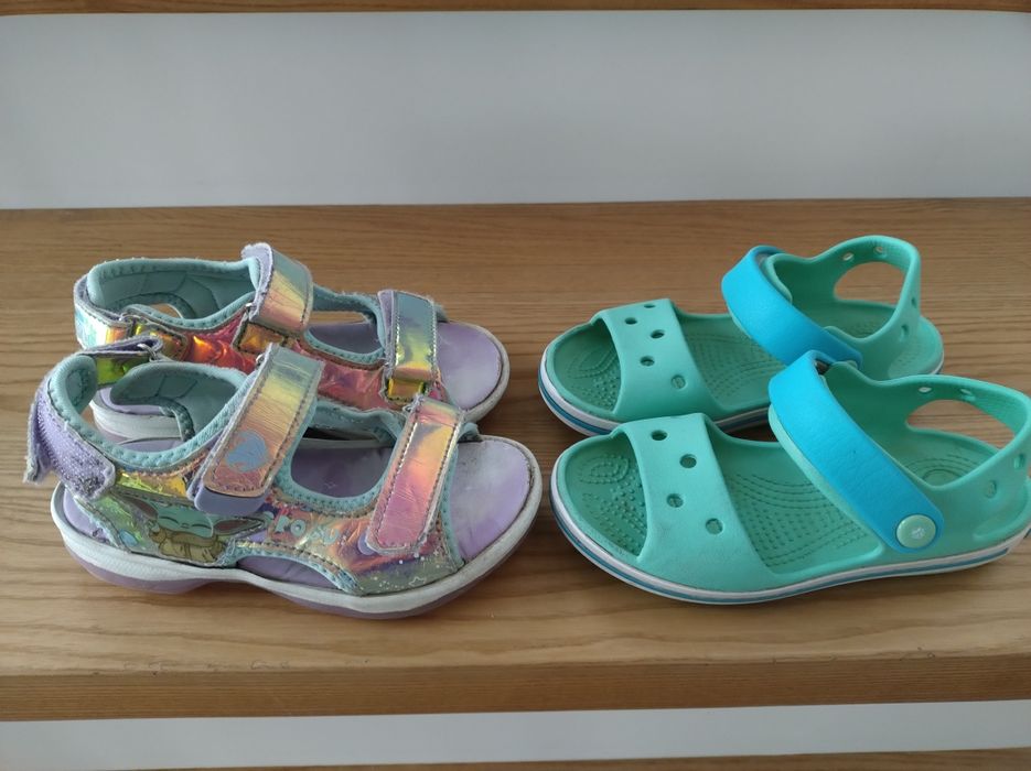 Zestaw 27 Sandały dziecięce crocsy c11 zielone holograficzne świecące