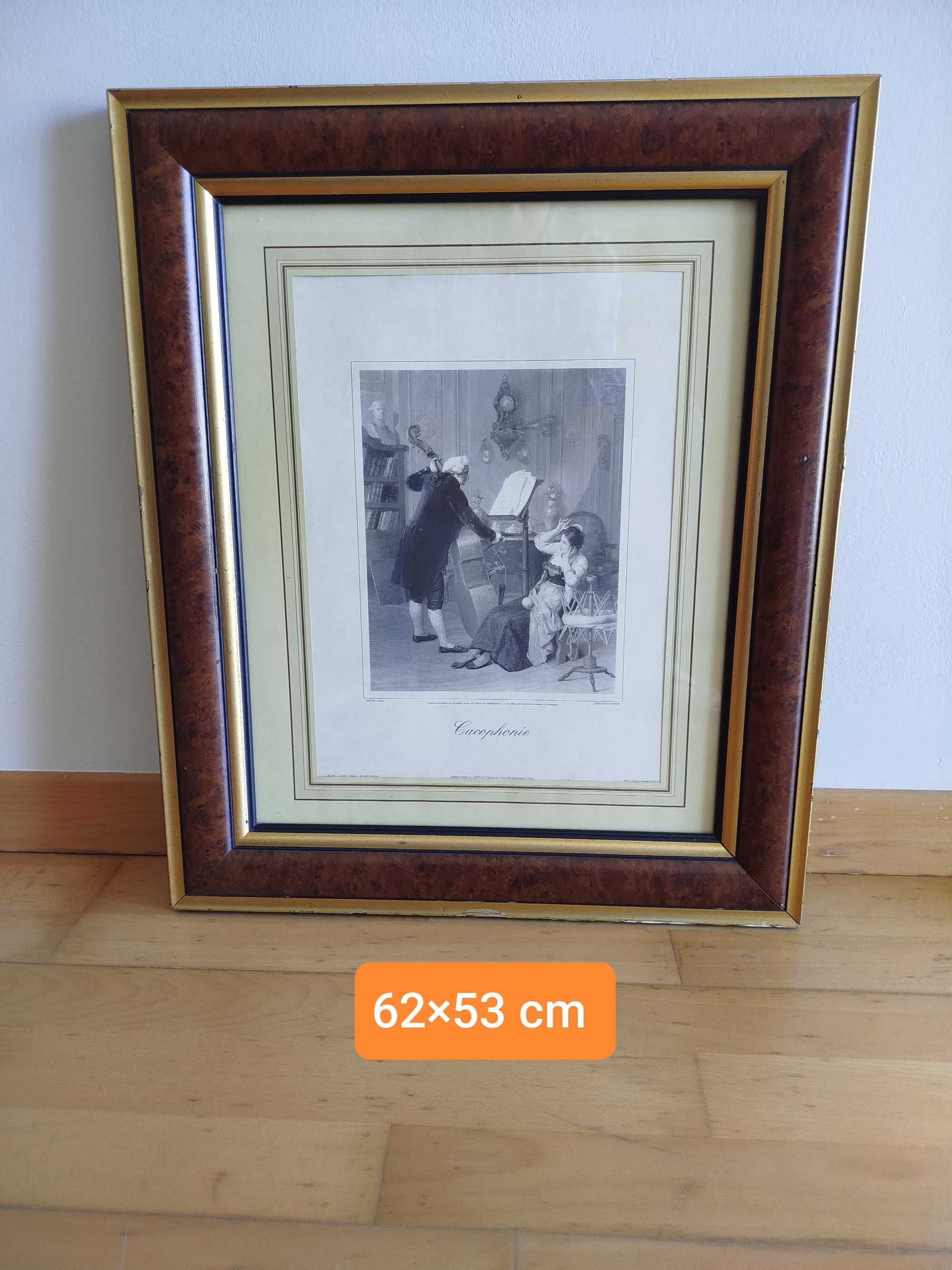 Quadro Antigo com bonita Gravura
