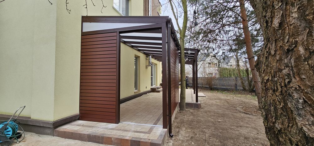 Pergola Aluminiowa 6x3m Zadaszenie Tarasu Ruchome ścianki, szklane