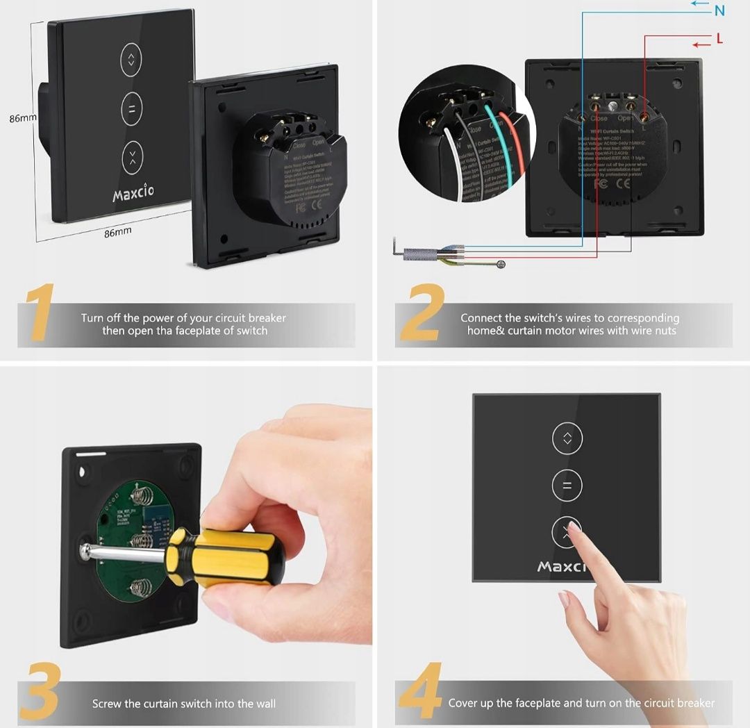 Przełącznik rolet Maxcio WF-CS01 WiFi czarny