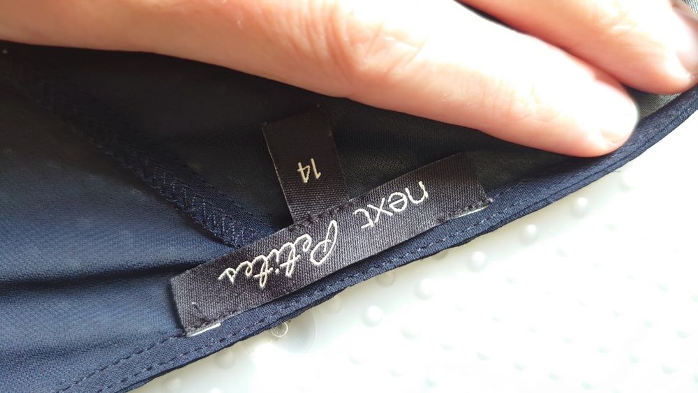 Next damska bluzka XL wzorzysta 42 granatowa w kwiaty długi rękaw prze