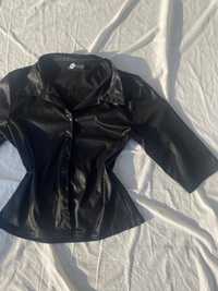 Czarna koszula lśniąca basic Orsay S 36 vintage retro