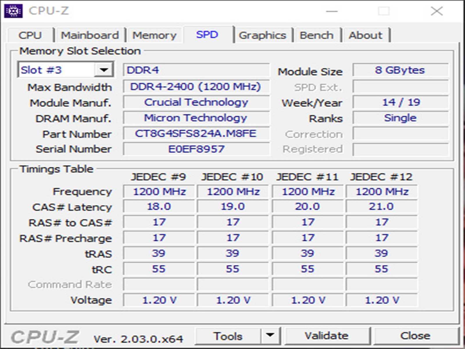 DDR4 8GB CruciaL 2400