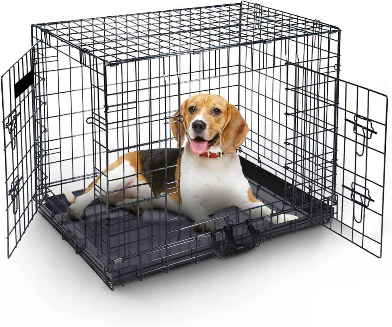 Novo! Dog Crate Jaula Transportadora Metálica com 2 Portas