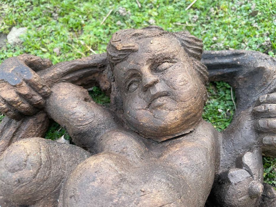 Par de Querubins, Anjos em madeira de castanho cor natural