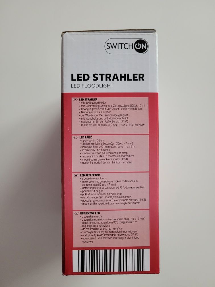 Reflektor Zewnętrzny LED SwitchON 10W Czujnik Ruchu Zmierzchu