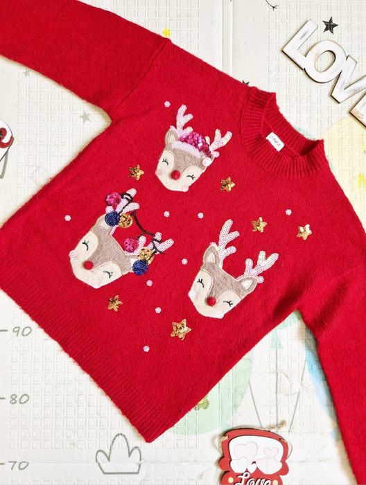 Новорічний Різдвяний светр Fred&Flo дівчинка 10-11 р світшот батнік