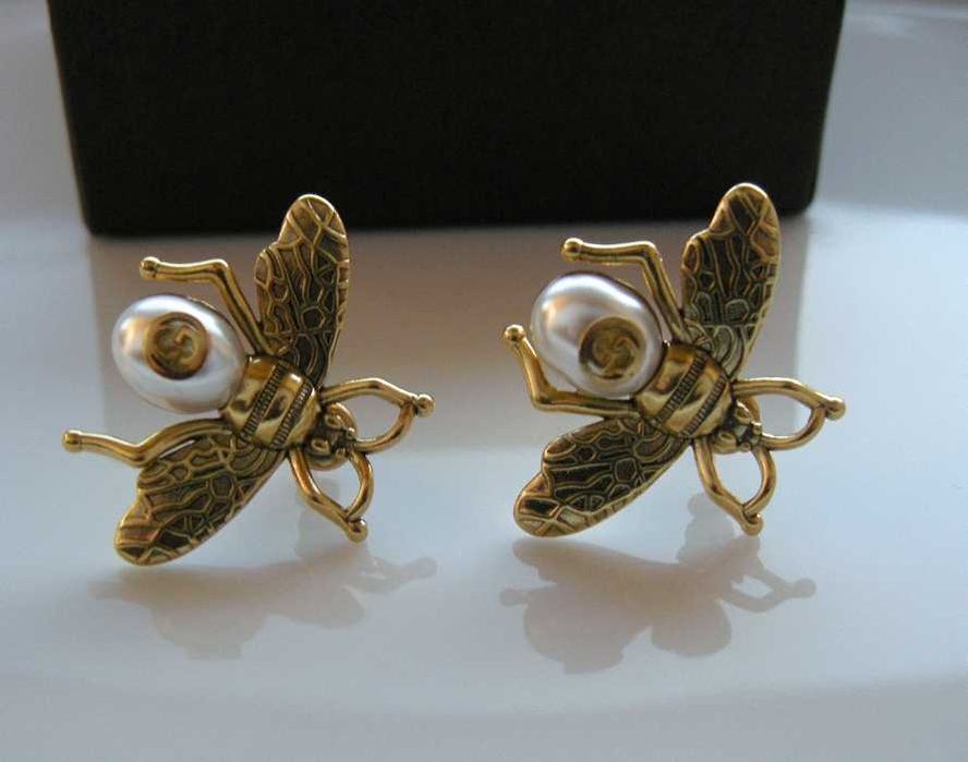 Gucci kolczyki pearl brass earrings