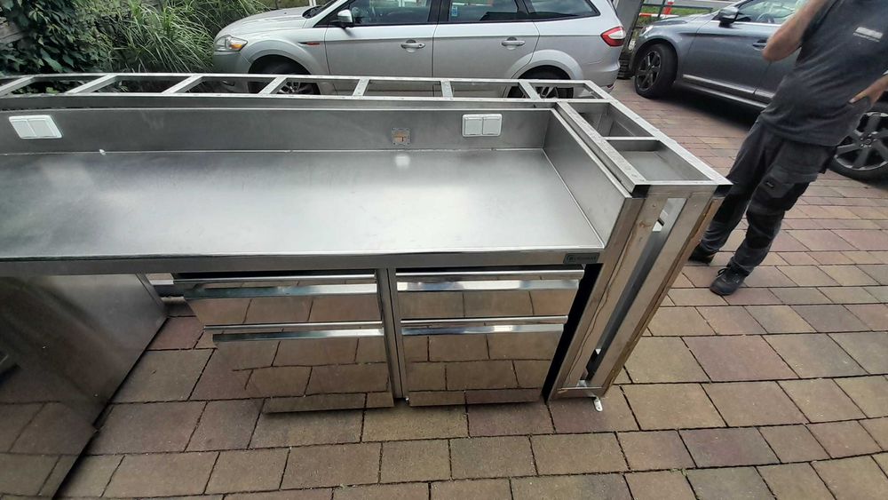 bar wyspa barowa ze stali nierdzewnej inox z płyta chłodniczą