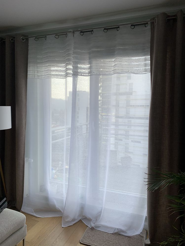 Firany 2szt 140x260 białe frędzelki boho
